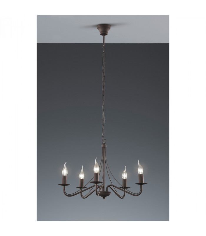 Country Authentic 5 Light Multi Arm Pendant Ceiling Light Rusty-2