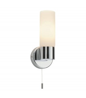 1 Light Bathroom Wall Light Chrome IP44 with Opal Glass, E14 - 1