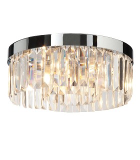 5 Light Bathroom Flush Ceiling Light Chrome, Clear Crystal (K9) Glass Detail IP44, G9 - 1