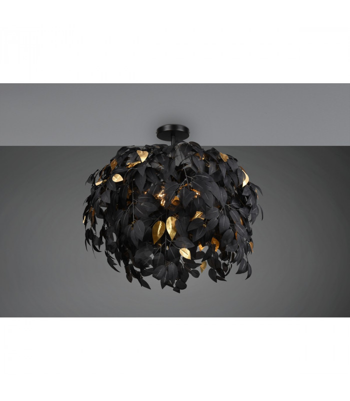 Leavy Modern 3 Light Semi Flush Ceiling Light Black Matt-2