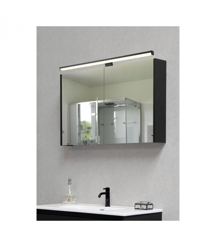 Lino Modern 60cm Bathroom Wall Lamp Black Matt 3000K IP44-6