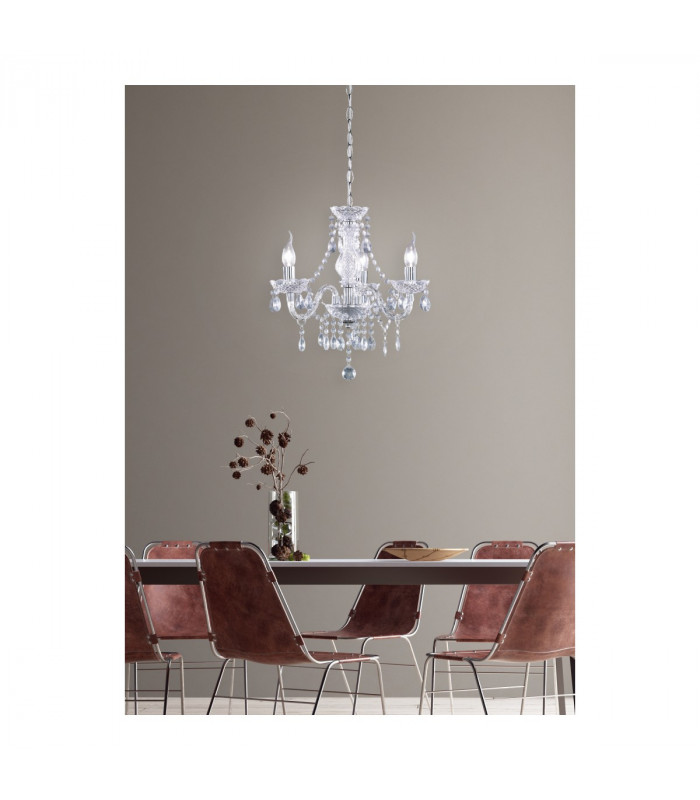 Lüster Classic 3 Light Multi Arm Chandelier Chrome Clear-2