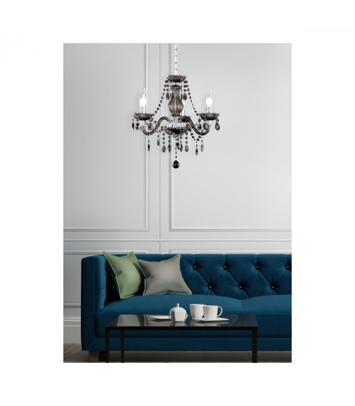 Lüster Classic 3 Light Multi Arm Chandelier Chrome Black-2