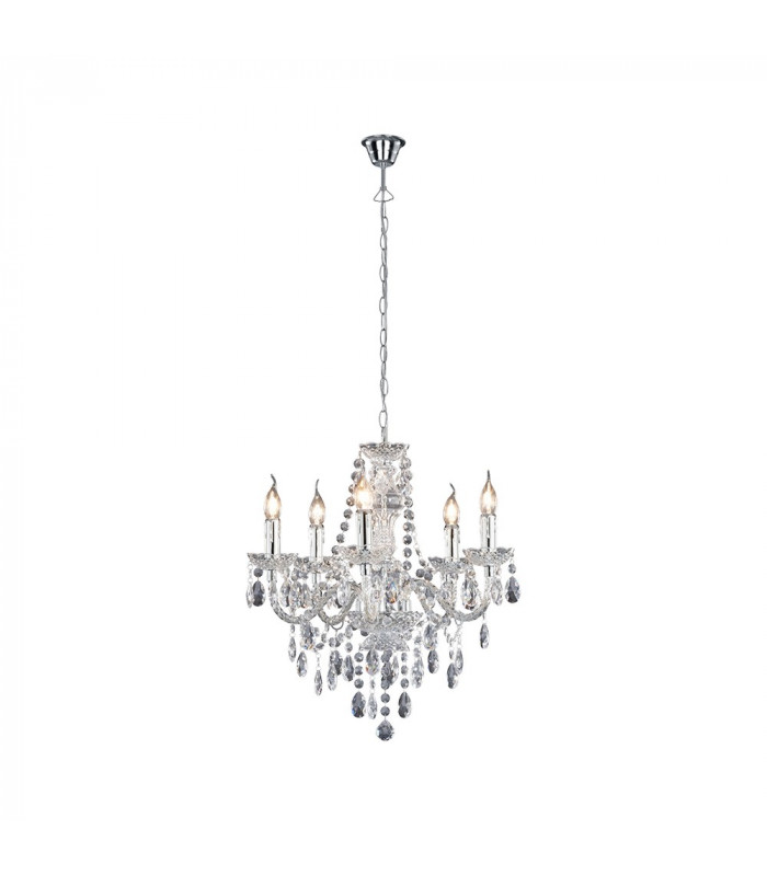 Lüster Classic 5 Light Multi Arm Chandelier Chrome Clear-1