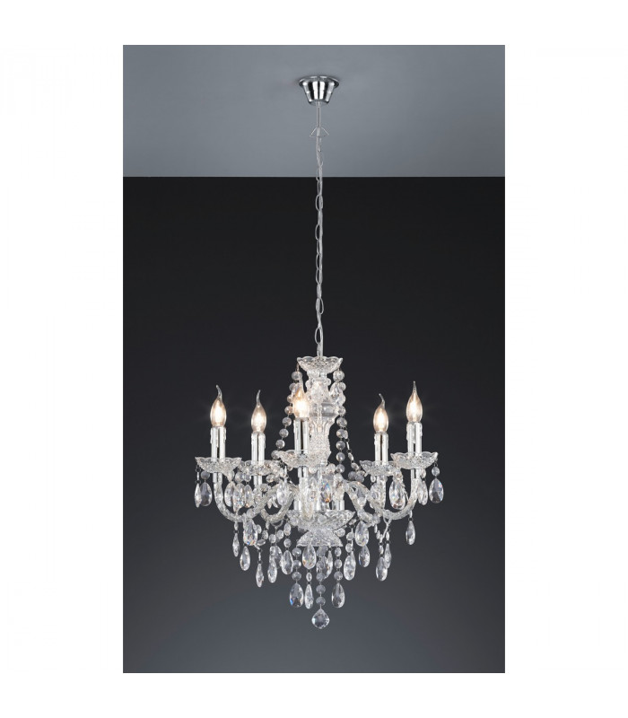 Lüster Classic 5 Light Multi Arm Chandelier Chrome Clear-2