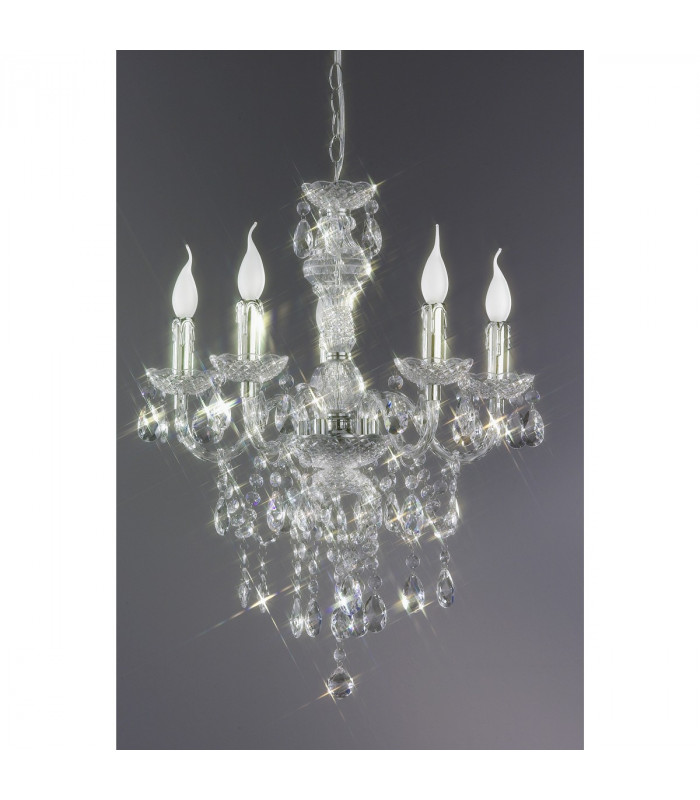 Lüster Classic 5 Light Multi Arm Chandelier Chrome Clear-3