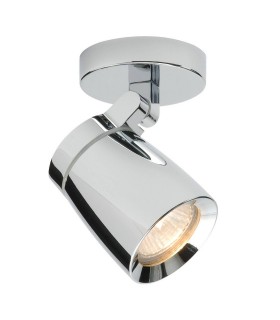 1 Light Bathroom Adjustable Spotlight Chrome, Clear Glass IP44, GU10 - 1