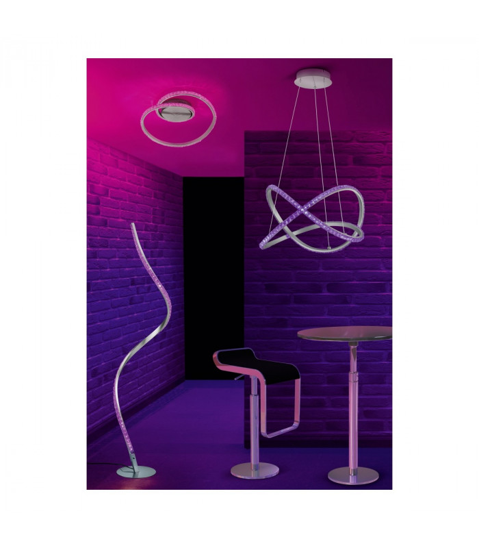 Rubin Modern RGBW LED Integrated Floor Lamp Brushed aluminium 3000K Remote control-6