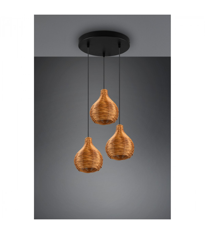 Sprout Modern 3 Light Cluster Pendant Ceiling Light natural finish-5