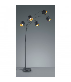 Tommy Modern 5 Light Multi Arm Floor Lamp Black Matt with Footswitch-1