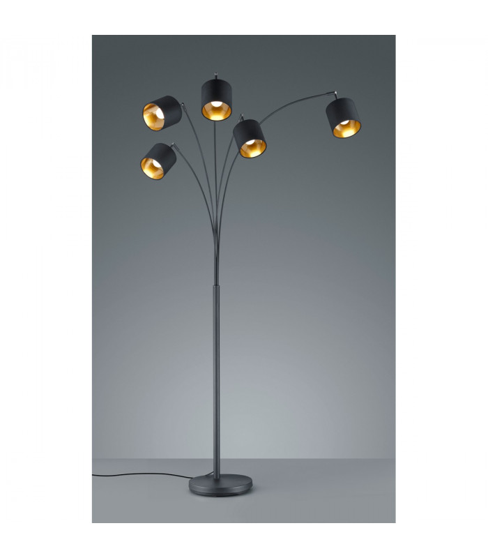 Tommy Modern 5 Light Multi Arm Floor Lamp Black Matt with Footswitch-2