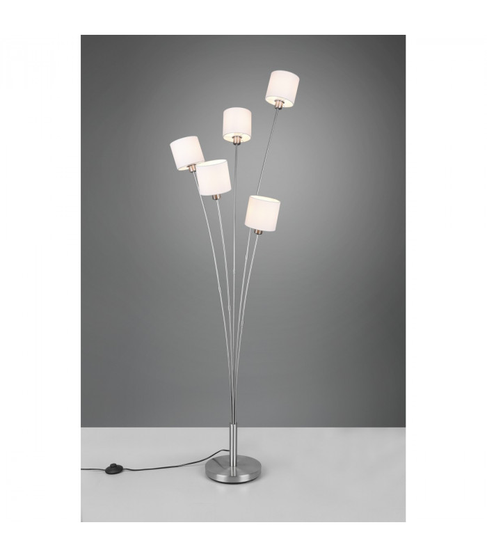 Tommy Modern 5 Light Multi Arm Floor Lamp Nickel Matt with Footswitch-2
