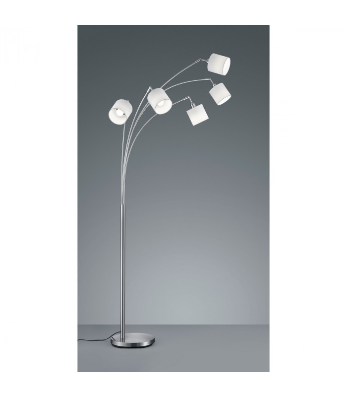 Tommy II Modern 5 Light Multi Arm Floor Lamp Nickel Matt with Footswitch-1