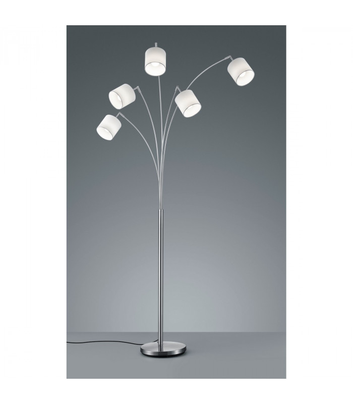 Tommy II Modern 5 Light Multi Arm Floor Lamp Nickel Matt with Footswitch-2