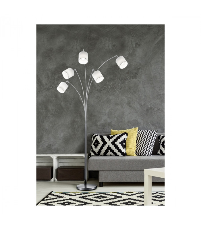 Tommy II Modern 5 Light Multi Arm Floor Lamp Nickel Matt with Footswitch-4