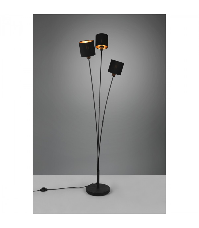 Tommy Modern 3 Light Multi Arm Floor Lamp Black Matt with Footswitch-2