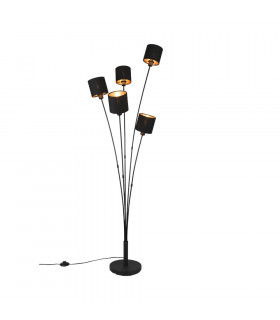Tommy II Modern 5 Light Multi Arm Floor Lamp Black Matt with Footswitch-1