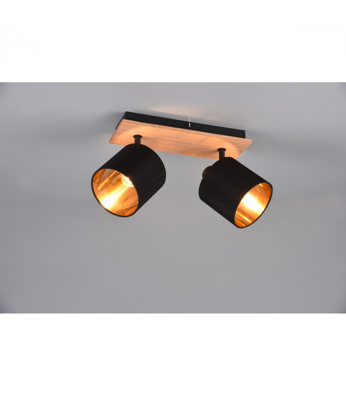 Tommy Modern 2 Light Twin Ceiling Spotlight Wood coloured-2