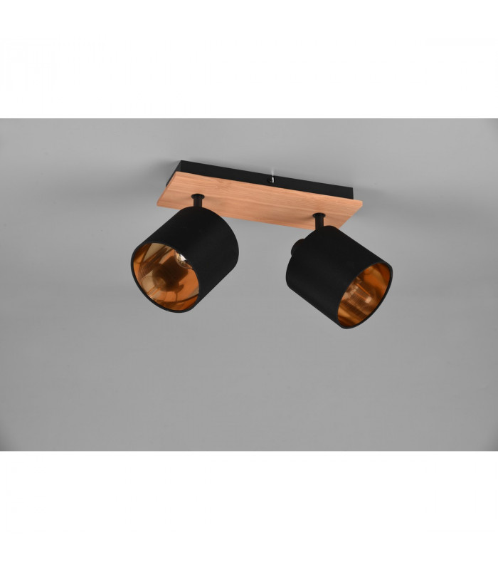Tommy Modern 2 Light Twin Ceiling Spotlight Wood coloured-4