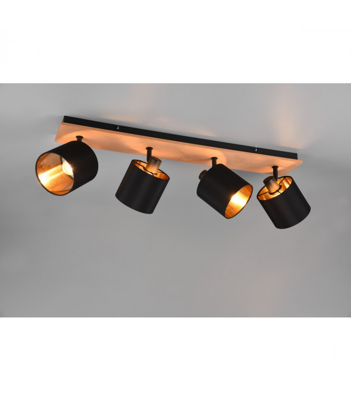 Tommy Modern 4 Light Ceiling Spotlight Bar Wood coloured-2