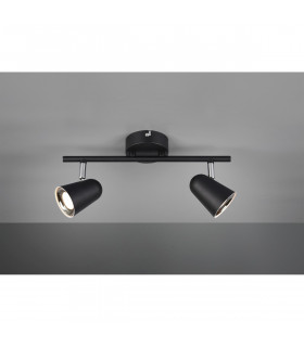 Toulouse Modern 2 Light Twin Ceiling Spotlight Black Matt 3000K-1