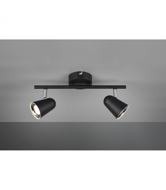 Toulouse Modern 2 Light Twin Ceiling Spotlight Black Matt 3000K-1