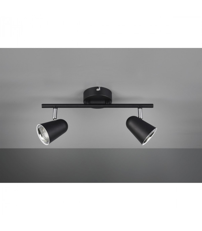 Toulouse Modern 2 Light Twin Ceiling Spotlight Black Matt 3000K-2