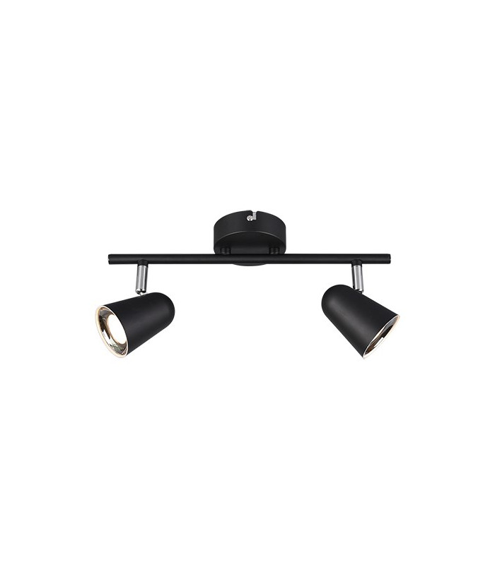 Toulouse Modern 2 Light Twin Ceiling Spotlight Black Matt 3000K-3