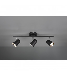 Toulouse Modern 3 Light Ceiling Spotlight Bar Black Matt 3000K-1