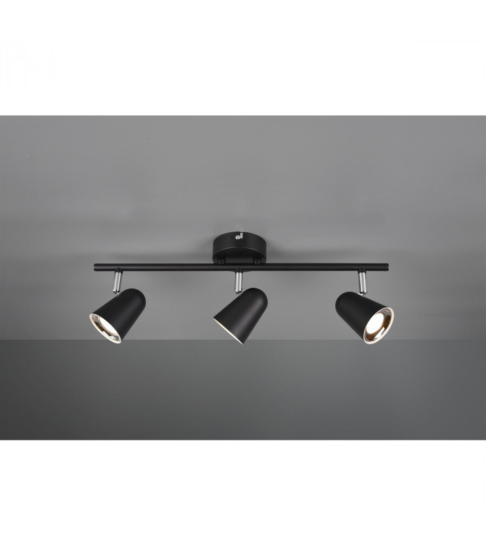 Toulouse Modern 3 Light Ceiling Spotlight Bar Black Matt 3000K-1
