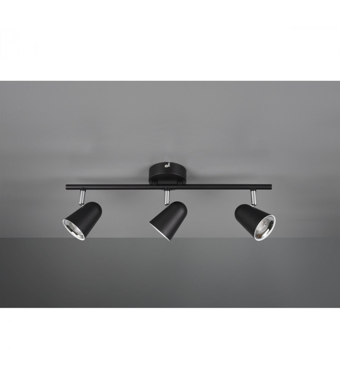 Toulouse Modern 3 Light Ceiling Spotlight Bar Black Matt 3000K-2