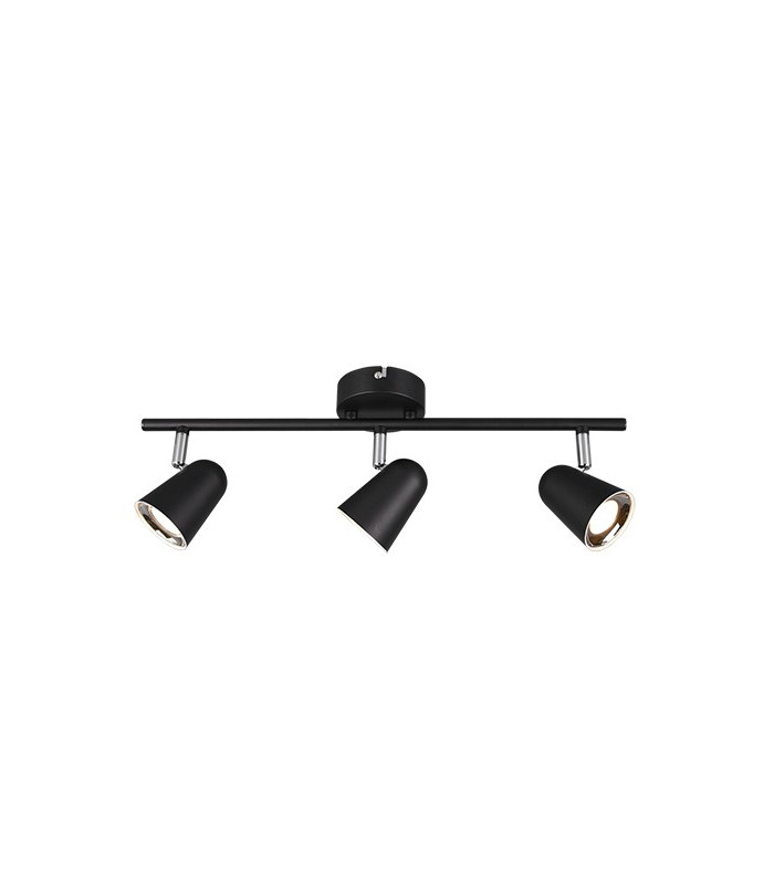 Toulouse Modern 3 Light Ceiling Spotlight Bar Black Matt 3000K-3