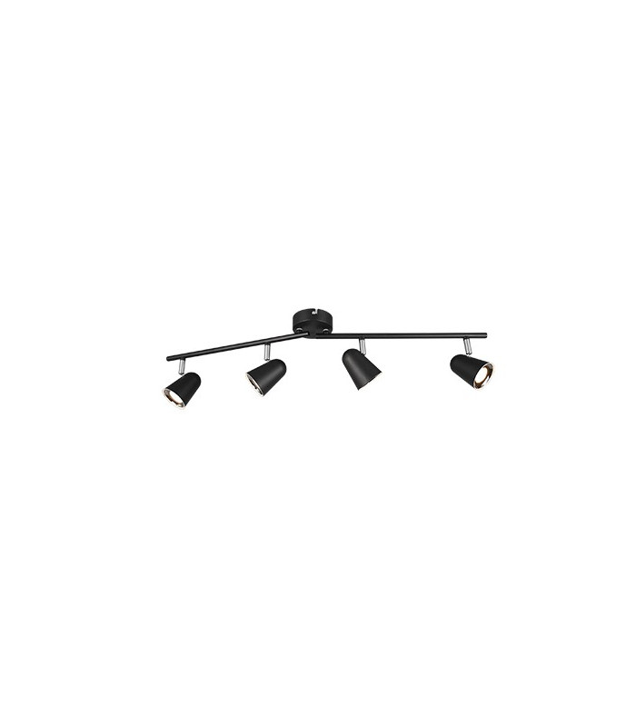 Toulouse Modern 4 Light Ceiling Spotlight Bar Black Matt 3000K-3