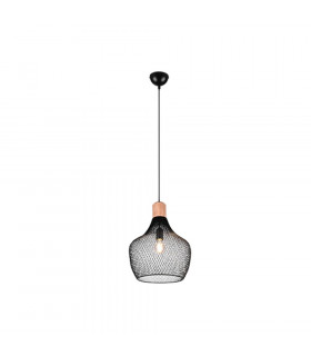 Valeria Modern 33cm Wire Frame Pendant Ceiling Light Black Matt-1