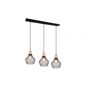 Valeria Modern 3 Light Bar Pendant Ceiling Light Black Matt-1