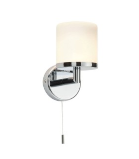 1 Light Bathroom Wall Light Chrome IP44 with Opal Glass, G9 - 1