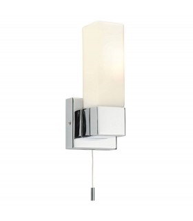 1 Light Bathroom Wall Light Chrome IP44 with Opal Glass, E14 - 1