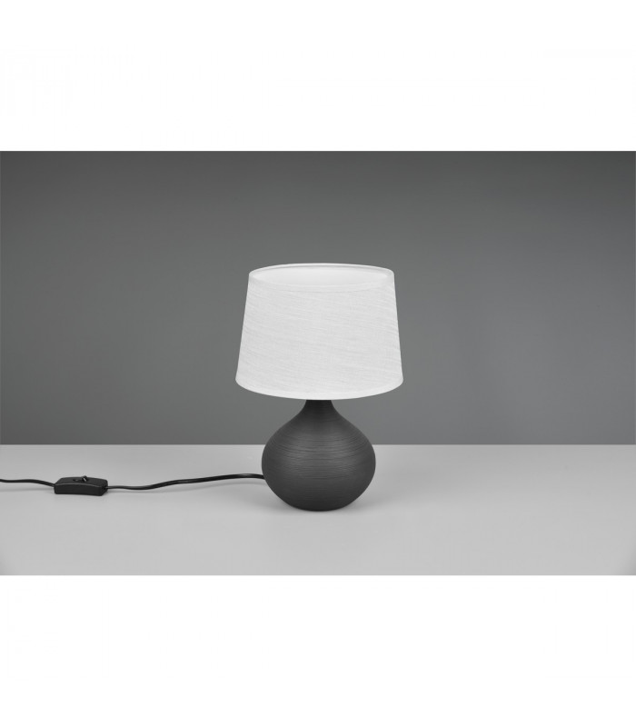 Martin Modern Table Lamp with Round Tapered Shade Brown-2