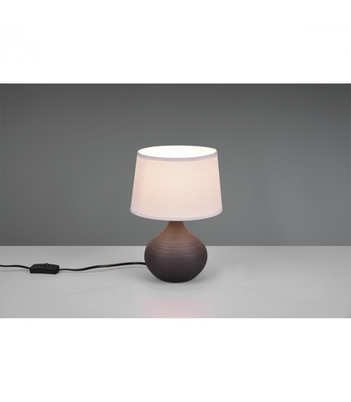 Martin Modern Table Lamp with Round Tapered Shade Brown-3