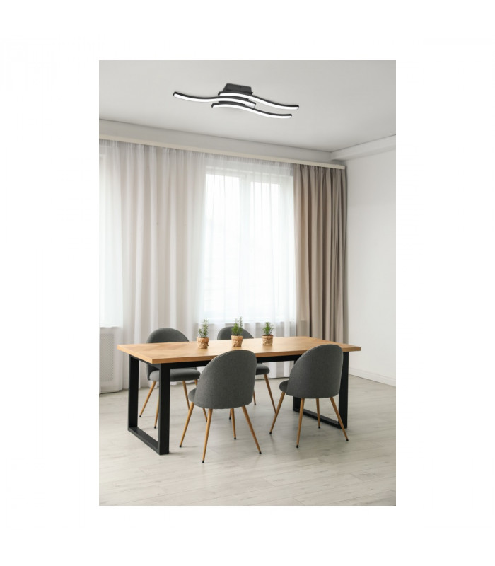 Route Modern 3 Light LED Semi Flush Light Black Matt 3000K-3