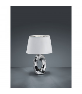 Taba Modern Table Lamp with Round Tapered Shade Silver-1