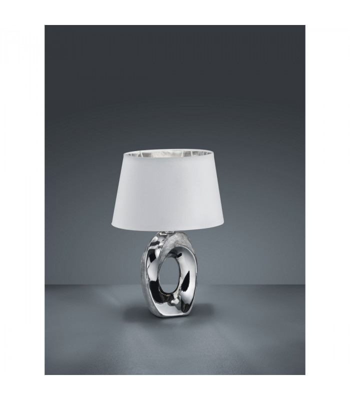 Taba Modern Table Lamp with Round Tapered Shade Silver-1