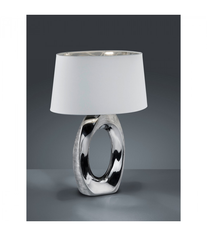 Taba Modern Table Lamp with Oval Shade Silver-1