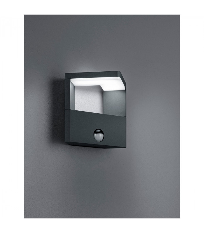 Ganges Modern Outdoor Modern Wall Lamp Anthracite 3000K IP54 with PIR-2
