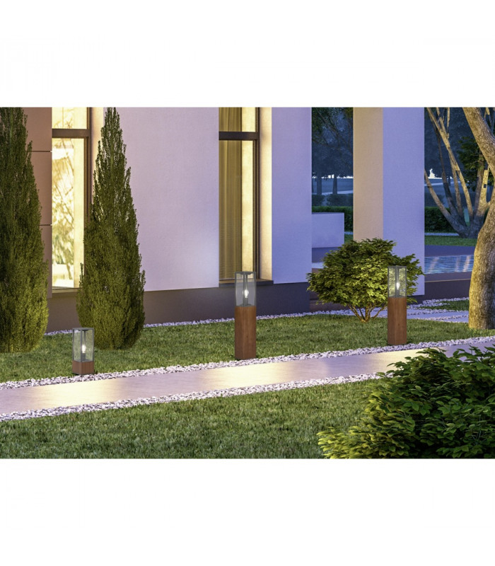 Garonne Modern Outdoor Pedestal Light Wood coloured IP44-4