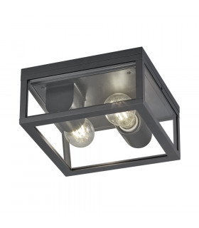 Garonne Vintage 2 Light Flush Ceiling Light Anthracite IP44-1