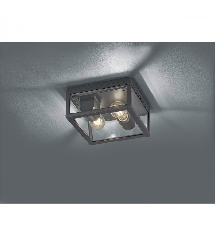 Garonne Vintage 2 Light Flush Ceiling Light Anthracite IP44-2