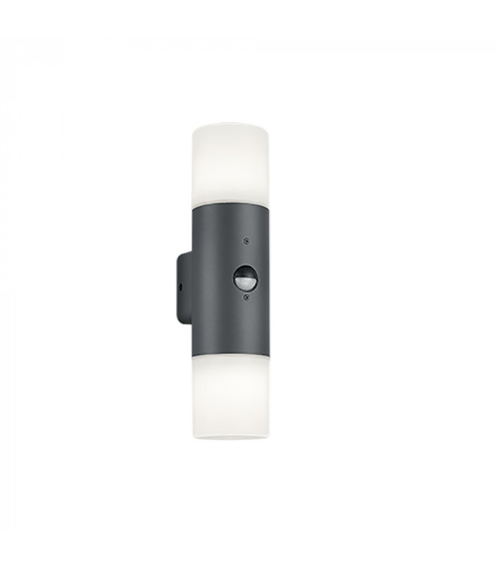 Hoosic Modern 2 Light Outdoor Up Down Wall Lamp Anthracite IP44 with PIR-1