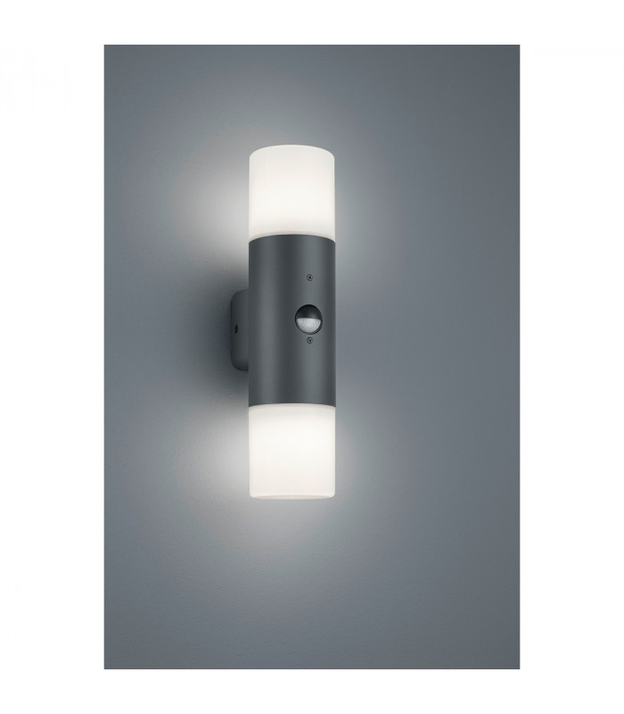 Hoosic Modern 2 Light Outdoor Up Down Wall Lamp Anthracite IP44 with PIR-2