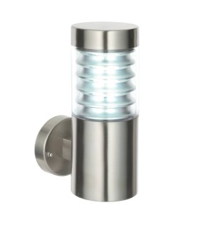 1 Light Outdoor Wall Light Clear Polycarbonate, Marine Grade Brushed Stainless Steel IP44, E27 - 1
